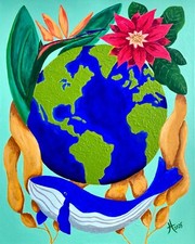 Art Print Earth Day 2025 Acrylic Painting Hand Signed Frame Ready Various Sizes