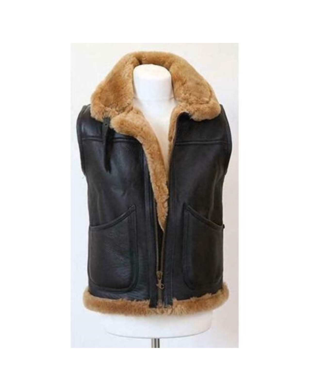 Leather Sheepskin Gillet Shearling Black Vest eBay