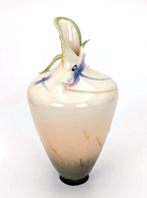 Vintage Franz Porcelain Dragonfly Bud Vase - New Old Stock