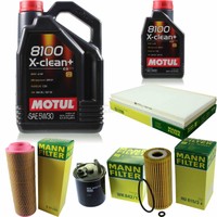 MANN-FILTER Inspektionspaket 6L Motul 8100 X-Clean+ 5W-30 FüR Mercedes-Benz