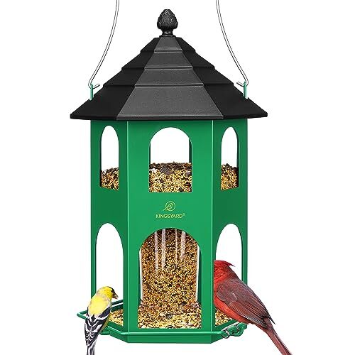Metal Wild Bird Feeder Outdoor Hanging With Round Perch Easy to Clean and Refill
