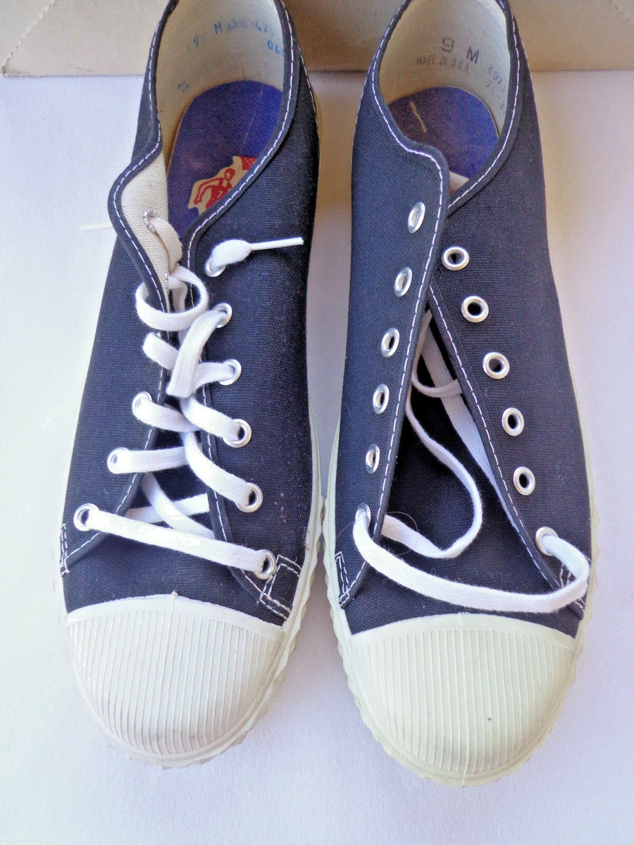 Vintage Canvas Low Top Basketball SHOES Athletic USA Made 50s 60s Mens SZ 9  NEW