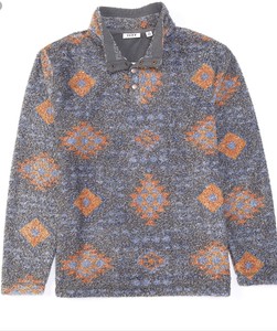 mens printed fleece pullover