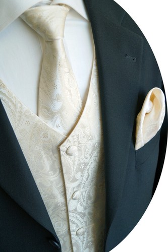 Hochzeitsweste mit Plastron, Einstecktuch und Krawatte Nr. 20.1 Größe: 44 - 114 - Picture 5 of 5