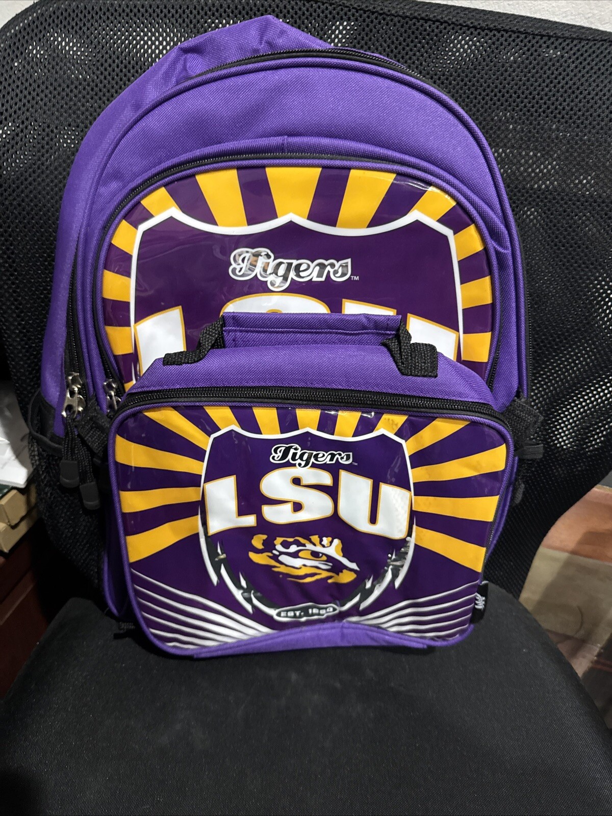 LSU Tigers  2 Piece Set Backpack & Insulated Lunch Kit NWT
