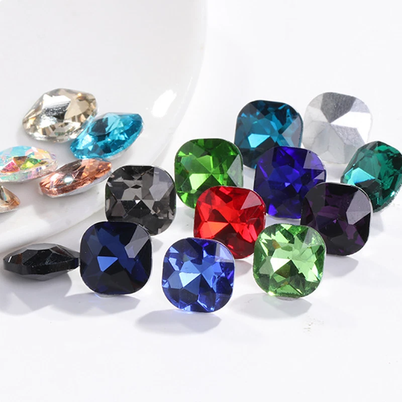 100pcs Glass Crystal Rhinestone Color Fat square Withcford Strass Jewels stones - Image 3 of 4