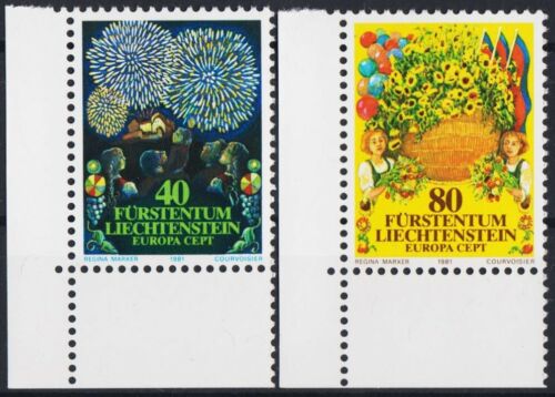 Liechtenstein 1981 Europa Fuochi D'Artificio Festival Fiori Girasole 2v MNH - Foto 1 di 1