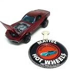 Hot Wheels Redline Custom Corvette 1967 Red Gray Int. Made In Hong Kong W/Button