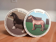 2 Vintage Beer Coaster Haldengut Bier 4in Round Bavaria Switzerland 1990s Horses