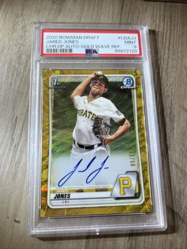 2020 Bowman Chrome Draft Jared Jones Gold Wave Refractor Prospect Auto /50 PSA 9 - Picture 1 of 2