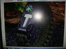 NEW Army Green 5 in 1 Outdoor Survival Bracelet,USA Seller, fast ship  MUST SEE