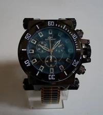Men's hematite, silver & gold finish stretch band fashion dressy hip hop watch