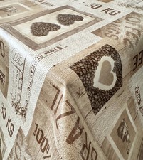 Wachstuchtischdecke ARABICA Kaffee beige braun Tischdecke Breite*Länge wählbar 