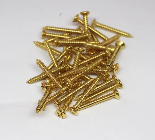 50pcs Tele or Bass Bridge Screws / Strap Button Screws Nickel Black Gold (50)