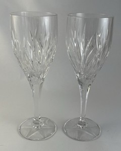 Set of Two (2) Gorham Crystal STAR BLOSSOM Clear 9 1/8" Champagne Flute Glasses