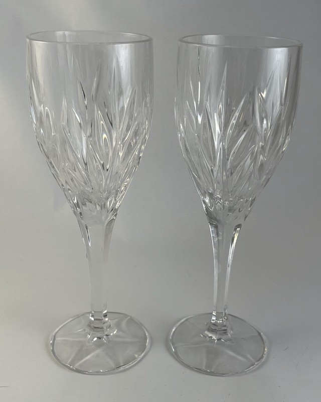 Set of Two (2) Gorham Crystal STAR BLOSSOM Clear 9 1/8" Champagne Flute Glasses