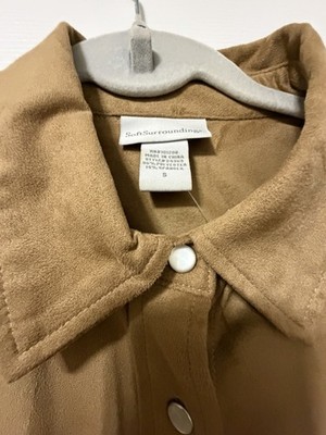 Soft Surroundings Women's Small Brown Button Up Long Sleeve Collared Shirt Top