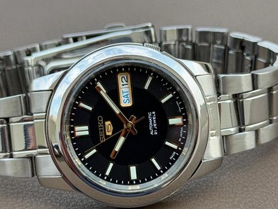 Seiko 5 Automatic 39mm Jumbo Black Dial Day-Date 7S26 Vintage Men s Watch S-147