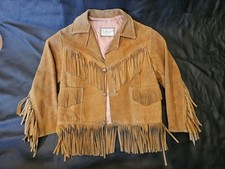 Vintage 70s Pypsa Brown suede fringe leather jacket Western Hippie Childs S