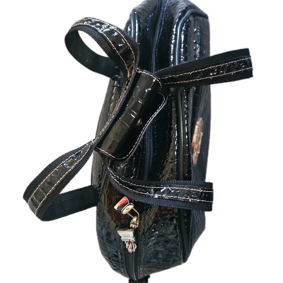 Bolso de hombro BigY2K Kathy Van Zeeland negro imitación cuero detalles plateados 16"x13" Foto 4 de 4