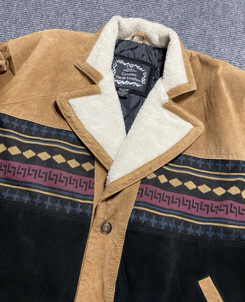 Chaqueta de Gamuza Vintage Informal Outfitters Para Hombre 3XL Cuero Azteca Occidental Años 90 Foto 4 de 4