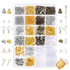 Paxcoo 2400Pcs Earring Making Supplies Kit with 2400 pack, Gold,Bronze,Silver