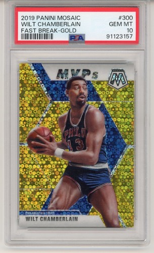 2019 Panini Mosaic Wilt Chamberlain #300 Gold Fast-Break /10 PSA 10