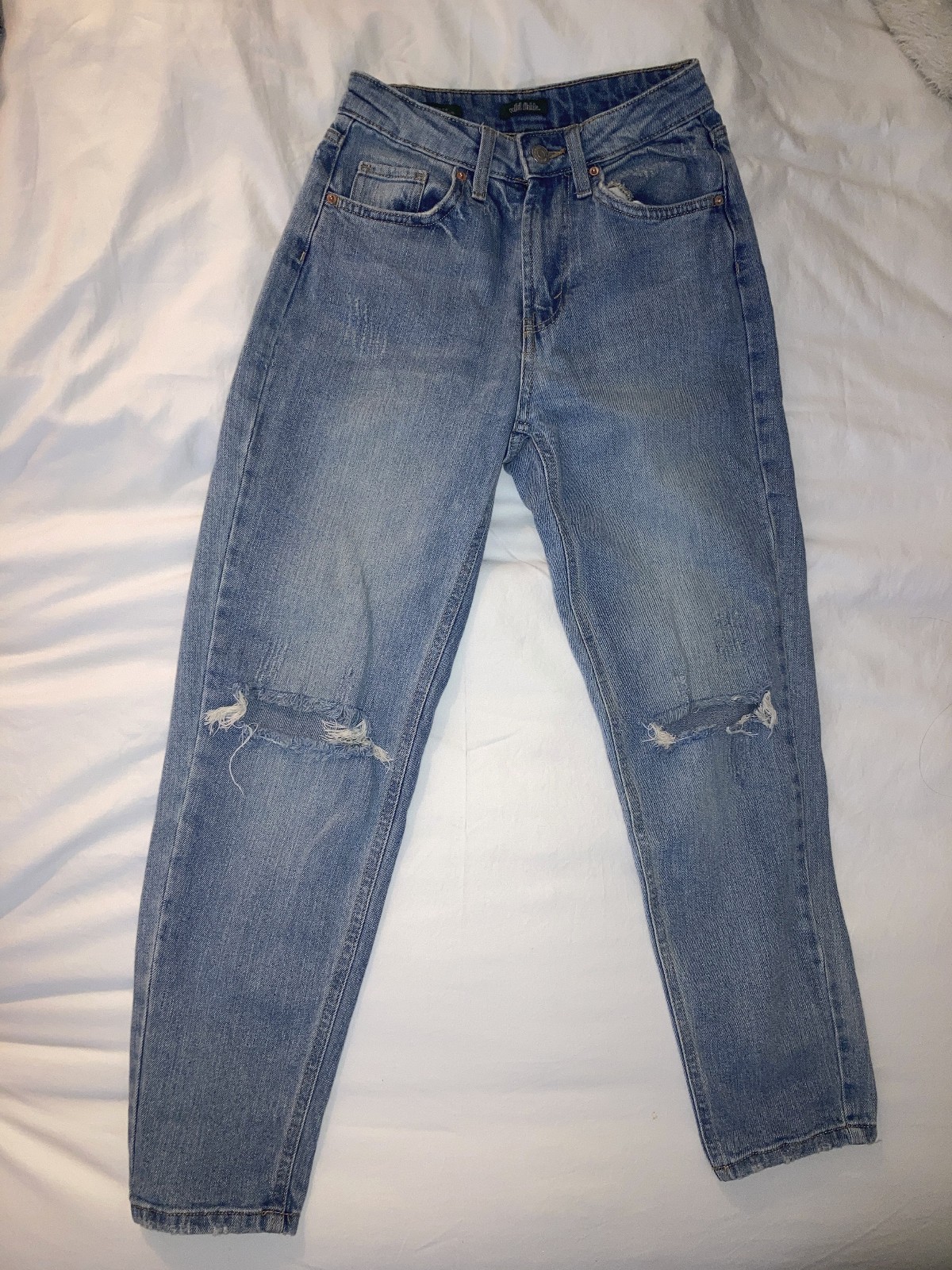 Women's Super-High Rise Distressed Mom Jeans - Wild Fable - Light Wash Size 00