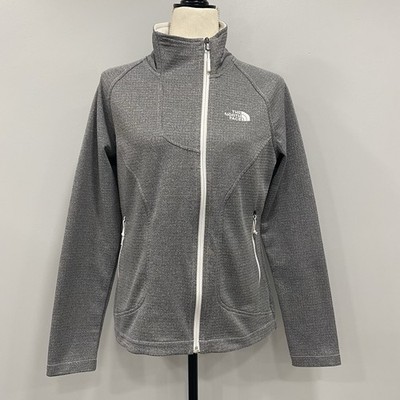 The North Face Women s M Needit Gray Fleece Waffle Knit Full Zip Jacket Outdoor