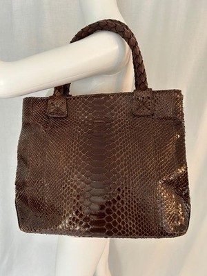 CARLOS FALCHI - Handmade Python Square Tote Handbag-Dark Brown