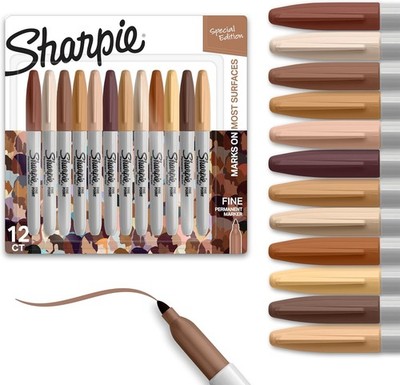 Sharpie Permanent Markers, Portrait Colors, Fine Point, Assorted, 12 ct
