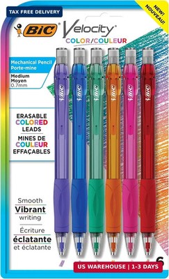 BIC Velocity Colored Lead Mechanical Pencils, Medium Point, 0.7 mm, 6-Count | As