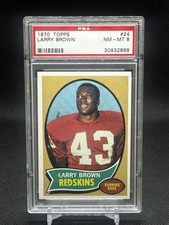 1970 TOPPS #24 LARRY BROWN PSA 8 NM-MT ROOKIE CARD RARE RC. rookie card picture