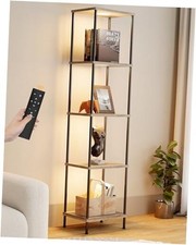 Display Shelf with RGBW Light, Color Changing Curio Cabinet Floor Lamp Grey