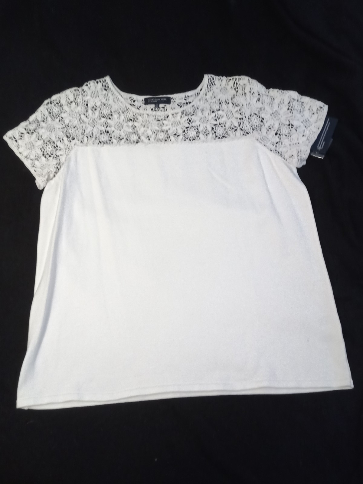 NWT Jones New York Linen White Tunic Top Crochet U Neck 3X