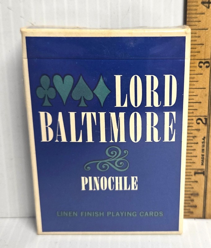 LORD BALTIMORE SEALED PINOCHLE LINEN FINISH PLAYING CARDS - IN CELLOPHANE WRAP