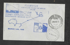 AUSTRALIA 1966 SYDNEY-MEXICO-SYDNEY ILLUS F.F.C 40cc TASMAN BOEING JET INAUGURAL