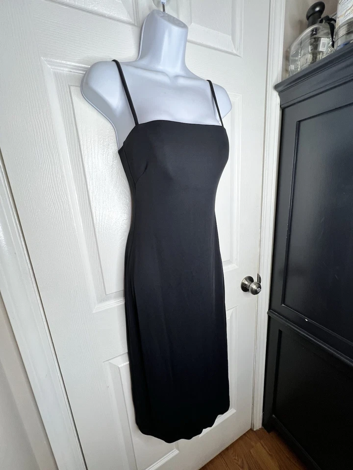 Max Mara Pianoforte I 44 Navy Ribbed Rayon Tube Slip Midi Dress 90s Y2K US 10 - Image 3 of 4