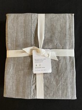 Pottery Barn Belgian Flax Linen Hemstitch Shower Curtain Flagstone NWT Gorgeous