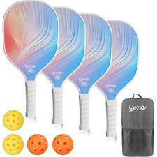 Set of 4 Pickleball Paddles with Premium Wooden 4 Pickleball Balls