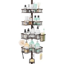 SWTYMIKI Shower Caddy Tension Pole - 4-Tier Corner Shower Organizer Tension Rod