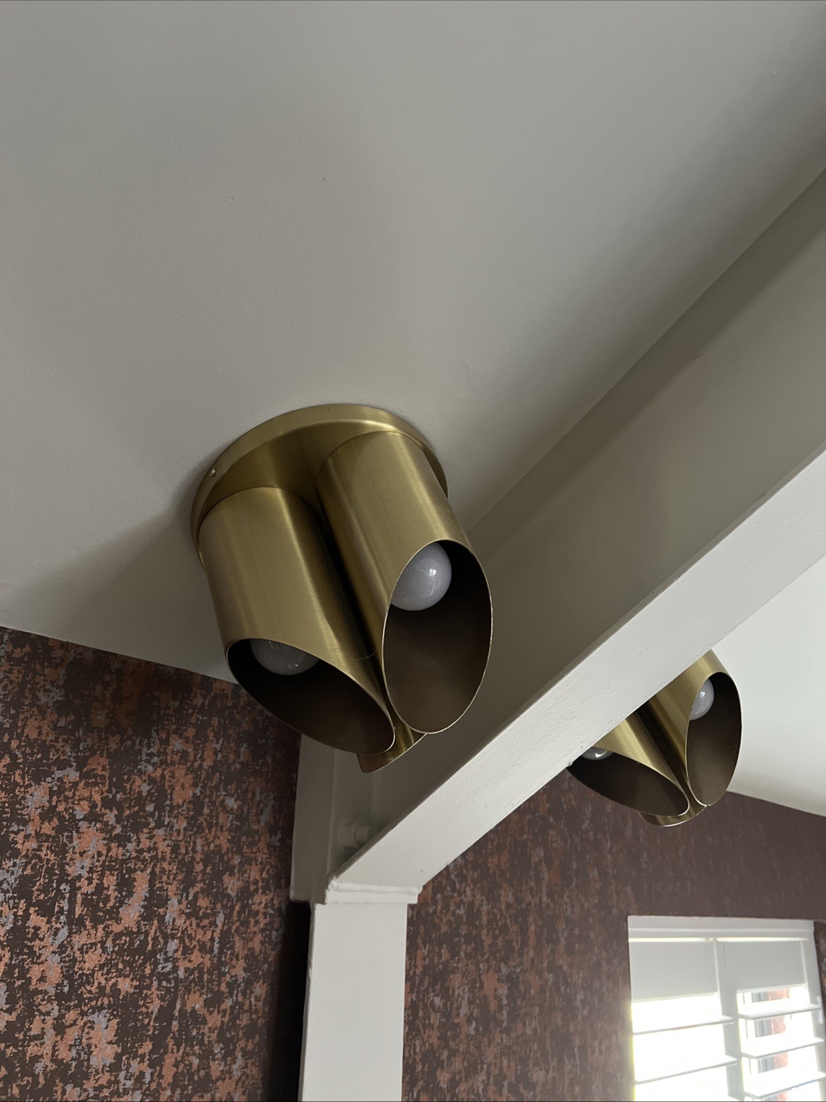 Brass Effect Ceiling Lights, Seven Available,