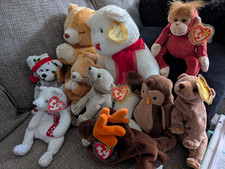 Ty Beanie Buddies Plush Beanies Assorted Animals Bundle w/ Tags Bear Moose