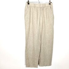 Quince Women 100% Linen Pull On Pants Sz S Beige Natural Elastic Waist Cropped