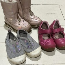 Lot Of 3 Toddler Girls Shoes Size 7 Boots Sneakers Walking Slip on Pink