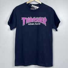 NWT Thrasher Skatboarding Women's Black Tee with Pink Brickwall Spellout Size S