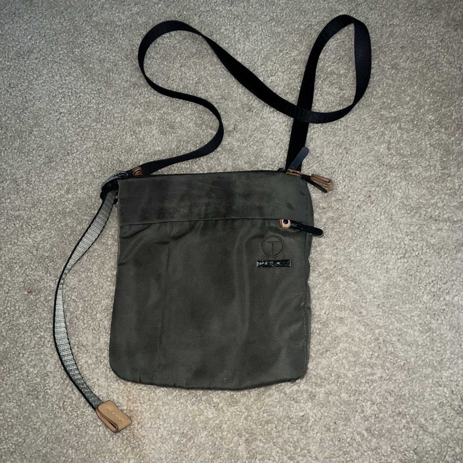 Tumi T-Tech Civilian Slim Crossbody Messenger - Green/Black Nylon Leather Bag