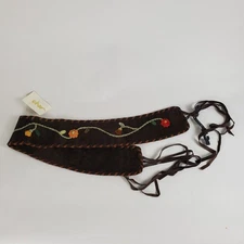 Char Santa Fe USA Brown Floral A218 NWT - M Synthetic Leather Belt Sash Tassel