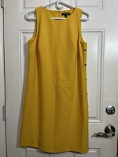 Lauren Ralph Lauren Yellow Sleeveless Sheath Dress Size 8 Side Button Detail
