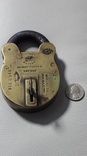 Antique Collectible Rare Early Period Chubbs Chubb London Brass Padlock Lock Key
